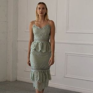 V Chapman Dahlia – Floral Lace Dress in Sage